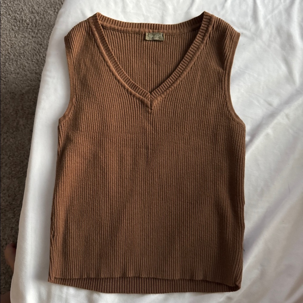 Brandy Melville Brown v-neck Sweater Vest